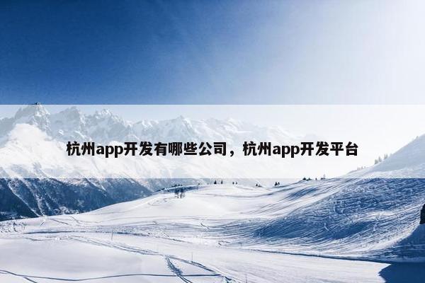 杭州app开发有哪些公司，杭州app开发平台