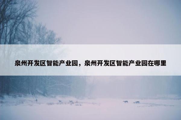 泉州开发区智能产业园，泉州开发区智能产业园在哪里