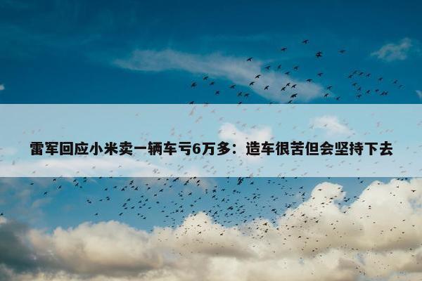 雷军回应小米卖一辆车亏6万多：造车很苦但会坚持下去