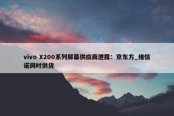 vivo X200系列屏幕供应商泄露：京东方_维信诺同时供货