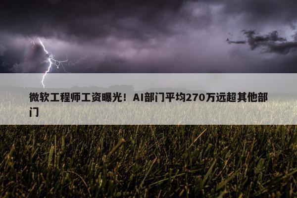 微软工程师工资曝光！AI部门平均270万远超其他部门