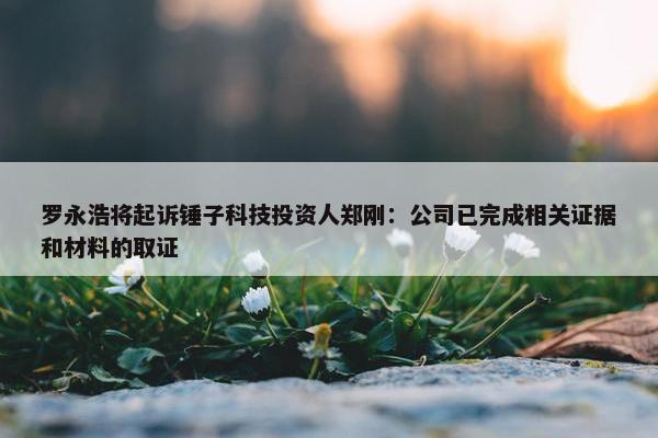 罗永浩将起诉锤子科技投资人郑刚：公司已完成相关证据和材料的取证