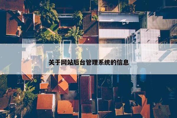 关于网站后台管理系统的信息