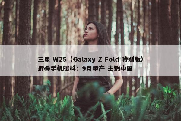 三星 W25（Galaxy Z Fold 特别版）折叠手机曝料：9月量产 主销中国