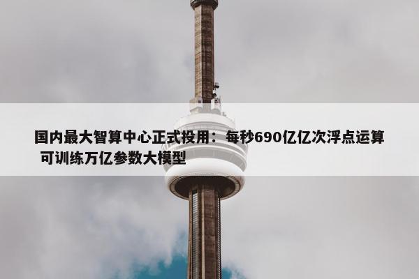 国内最大智算中心正式投用：每秒690亿亿次浮点运算 可训练万亿参数大模型