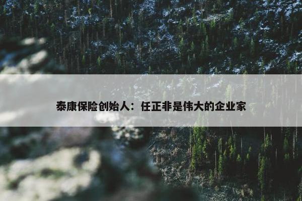 泰康保险创始人：任正非是伟大的企业家