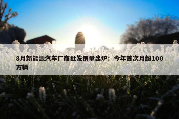 8月新能源汽车厂商批发销量出炉：今年首次月超100万辆