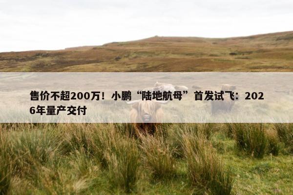 售价不超200万！小鹏“陆地航母”首发试飞：2026年量产交付