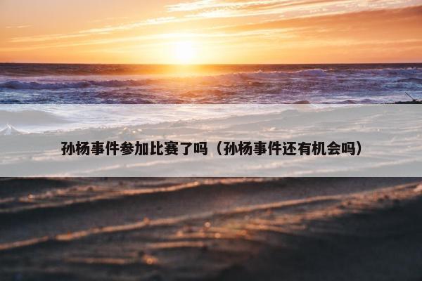 孙杨事件参加比赛了吗（孙杨事件还有机会吗）