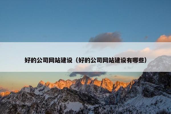 好的公司网站建设（好的公司网站建设有哪些）