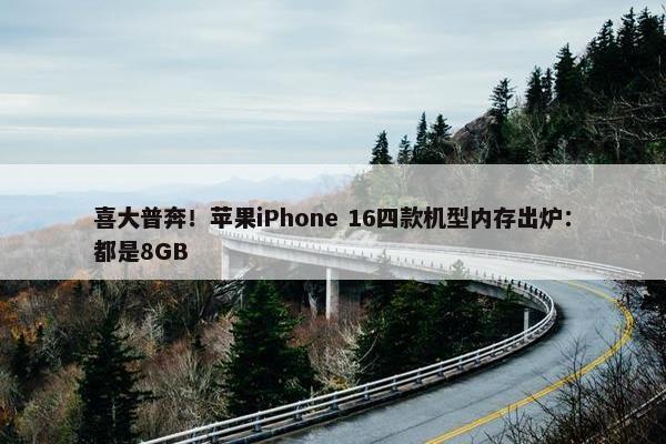 喜大普奔！苹果iPhone 16四款机型内存出炉：都是8GB