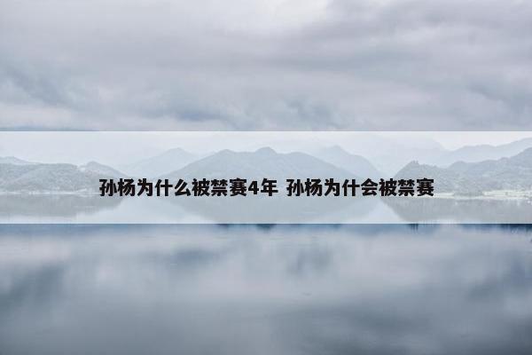 孙杨为什么被禁赛4年 孙杨为什会被禁赛