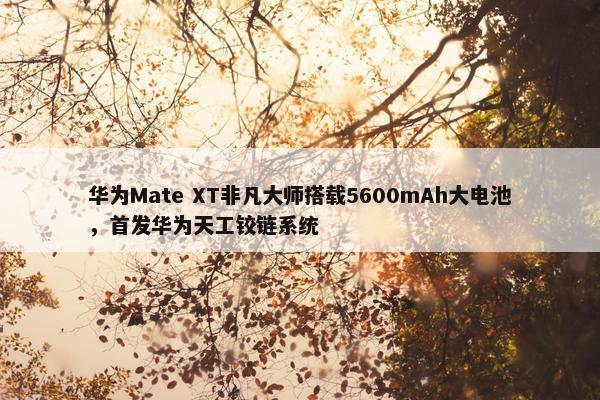 华为Mate XT非凡大师搭载5600mAh大电池，首发华为天工铰链系统