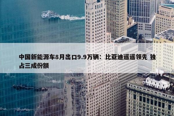 中国新能源车8月出口9.9万辆：比亚迪遥遥领先 独占三成份额