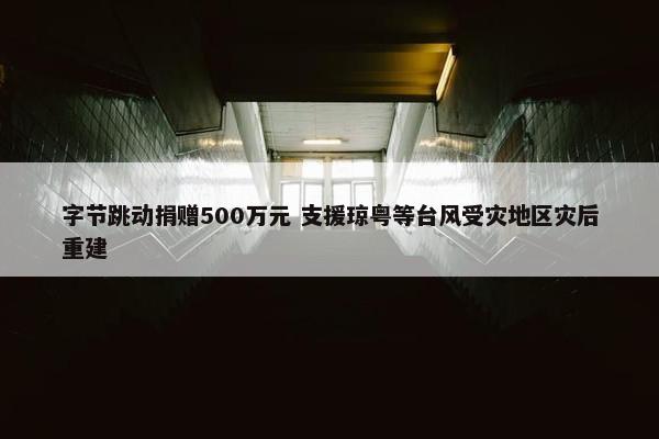 字节跳动捐赠500万元 支援琼粤等台风受灾地区灾后重建