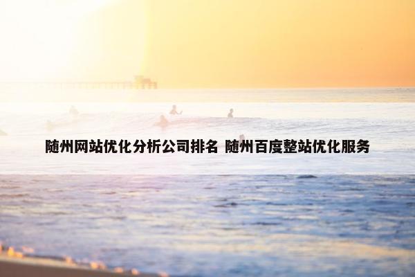 随州网站优化分析公司排名 随州百度整站优化服务