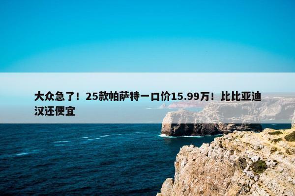 大众急了！25款帕萨特一口价15.99万！比比亚迪汉还便宜