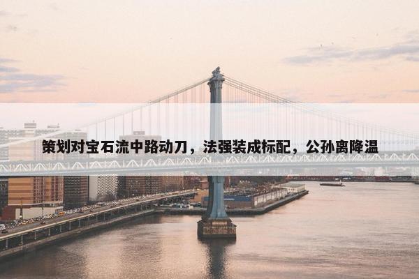 策划对宝石流中路动刀，法强装成标配，公孙离降温