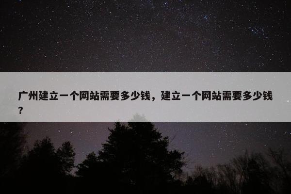 广州建立一个网站需要多少钱，建立一个网站需要多少钱?