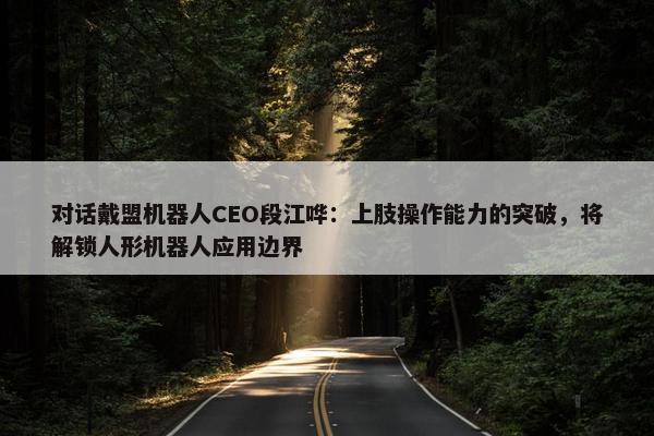 对话戴盟机器人CEO段江哗：上肢操作能力的突破，将解锁人形机器人应用边界