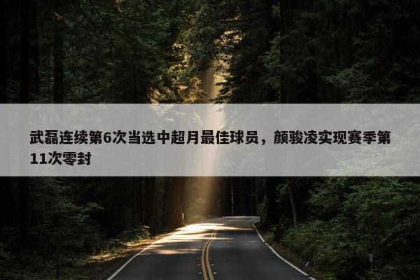 武磊连续第6次当选中超月最佳球员，颜骏凌实现赛季第11次零封