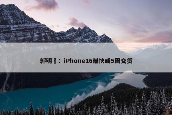 郭明錤：iPhone16最快或5周交货