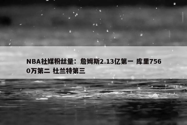 NBA社媒粉丝量：詹姆斯2.13亿第一 库里7560万第二 杜兰特第三