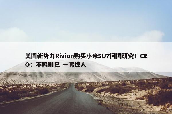 美国新势力Rivian购买小米SU7回国研究！CEO：不鸣则已 一鸣惊人