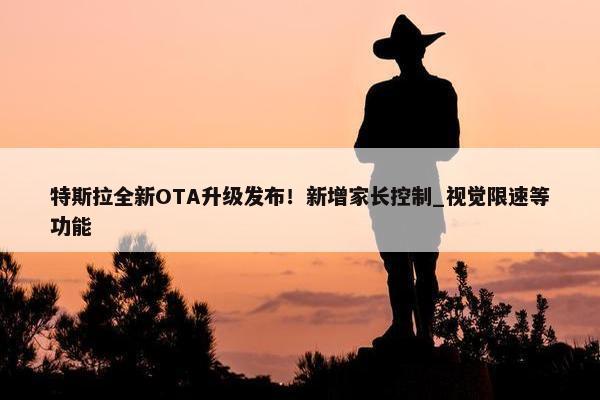 特斯拉全新OTA升级发布！新增家长控制_视觉限速等功能