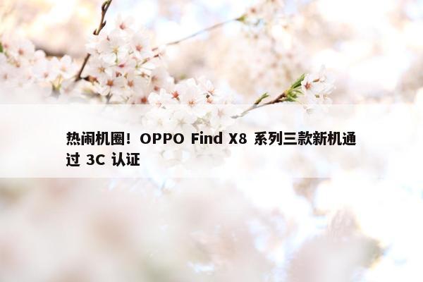 热闹机圈！OPPO Find X8 系列三款新机通过 3C 认证