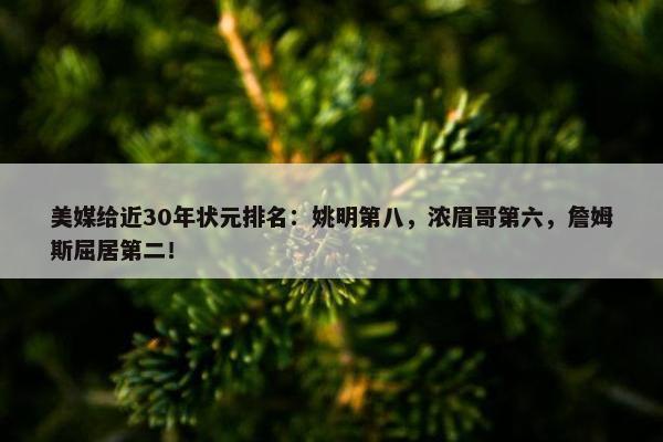 美媒给近30年状元排名：姚明第八，浓眉哥第六，詹姆斯屈居第二！