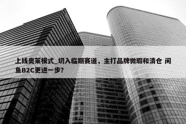 上线奥莱模式_切入临期赛道，主打品牌微瑕和清仓 闲鱼B2C更进一步？