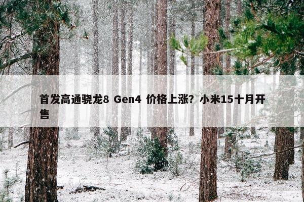 首发高通骁龙8 Gen4 价格上涨？小米15十月开售