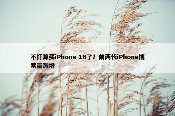 不打算买iPhone 16了？前两代iPhone搜索量激增