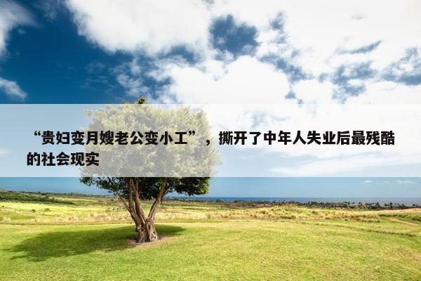 “贵妇变月嫂老公变小工”，撕开了中年人失业后最残酷的社会现实