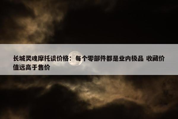 长城灵魂摩托谈价格：每个零部件都是业内极品 收藏价值远高于售价