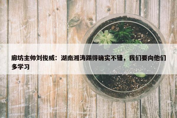 廊坊主帅刘俊威：湖南湘涛踢得确实不错，我们要向他们多学习