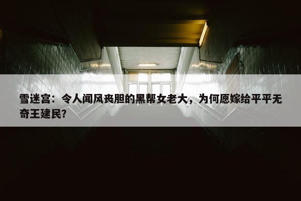 雪迷宫：令人闻风丧胆的黑帮女老大，为何愿嫁给平平无奇王建民？