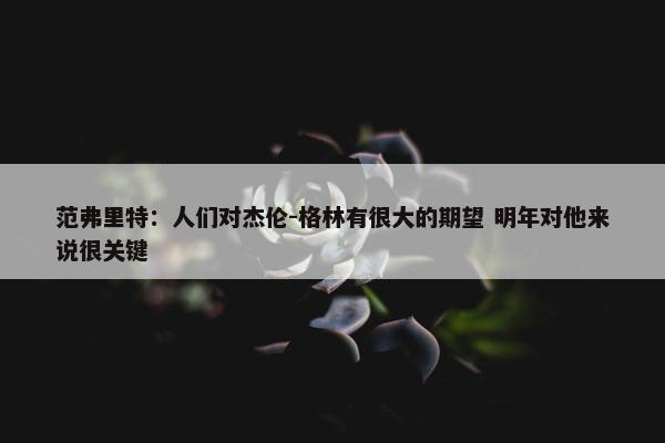 范弗里特：人们对杰伦-格林有很大的期望 明年对他来说很关键