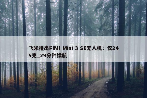 飞米推出FIMI Mini 3 SE无人机：仅245克_29分钟续航