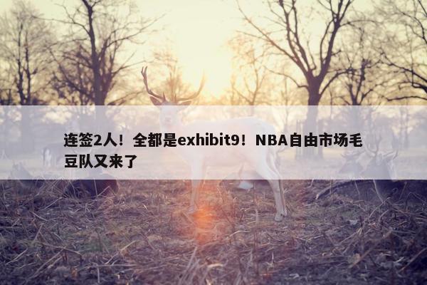 连签2人！全都是exhibit9！NBA自由市场毛豆队又来了