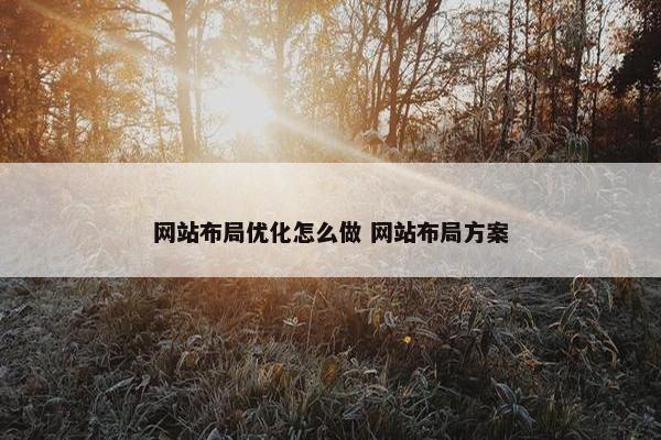 网站布局优化怎么做 网站布局方案