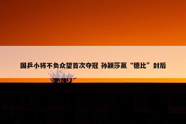 国乒小将不负众望首次夺冠 孙颖莎赢“德比”封后