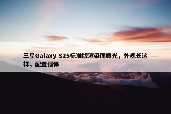 三星Galaxy S25标准版渲染图曝光，外观长这样，配置强悍