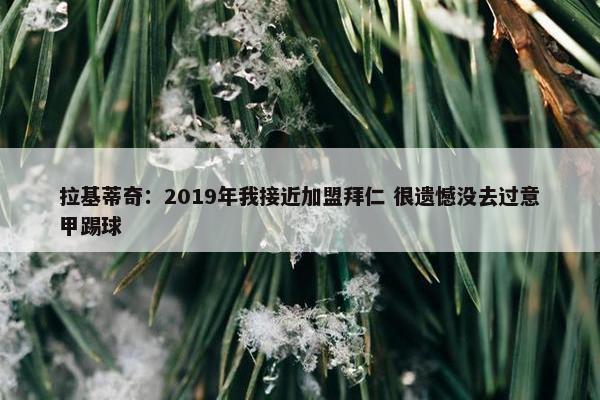 拉基蒂奇：2019年我接近加盟拜仁 很遗憾没去过意甲踢球