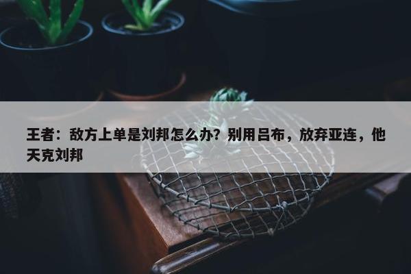 王者：敌方上单是刘邦怎么办？别用吕布，放弃亚连，他天克刘邦