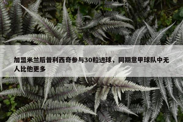 加盟米兰后普利西奇参与30粒进球，同期意甲球队中无人比他更多