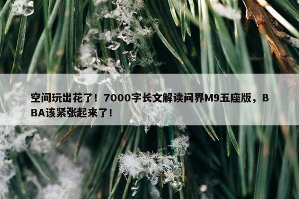 空间玩出花了！7000字长文解读问界M9五座版，BBA该紧张起来了！