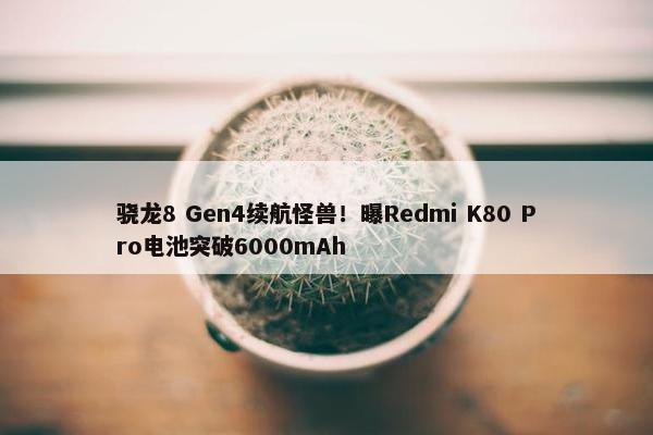 骁龙8 Gen4续航怪兽！曝Redmi K80 Pro电池突破6000mAh