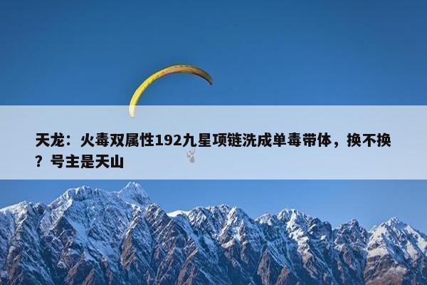 天龙：火毒双属性192九星项链洗成单毒带体，换不换？号主是天山